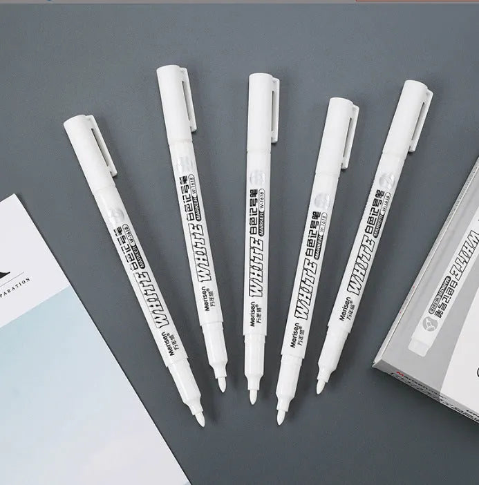 14cm white oil-based painting pen with single head and 2.8mm white marker refill option for craft and DIY use