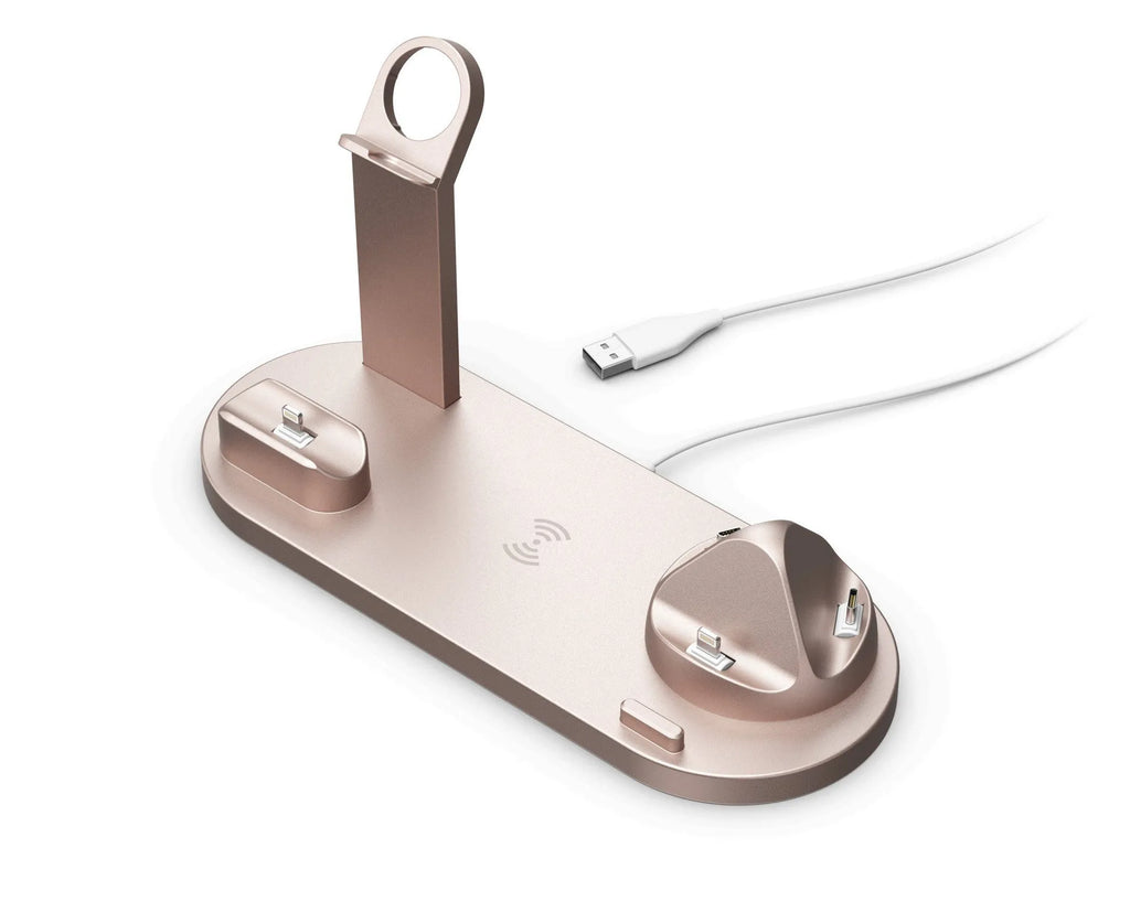 Universal 15W fast wireless charging stand holding a mobile phone upright on a desk