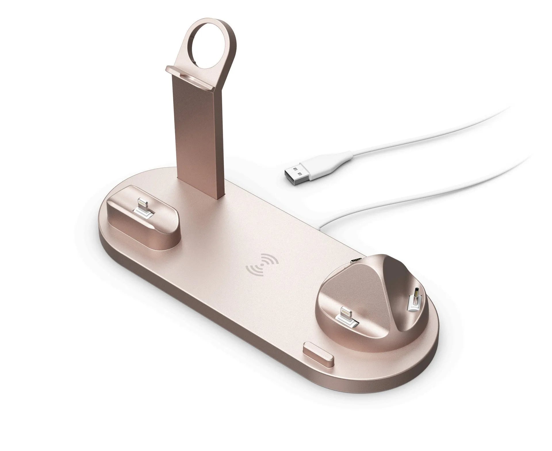 Universal 15W fast wireless charging stand holding a mobile phone upright on a desk