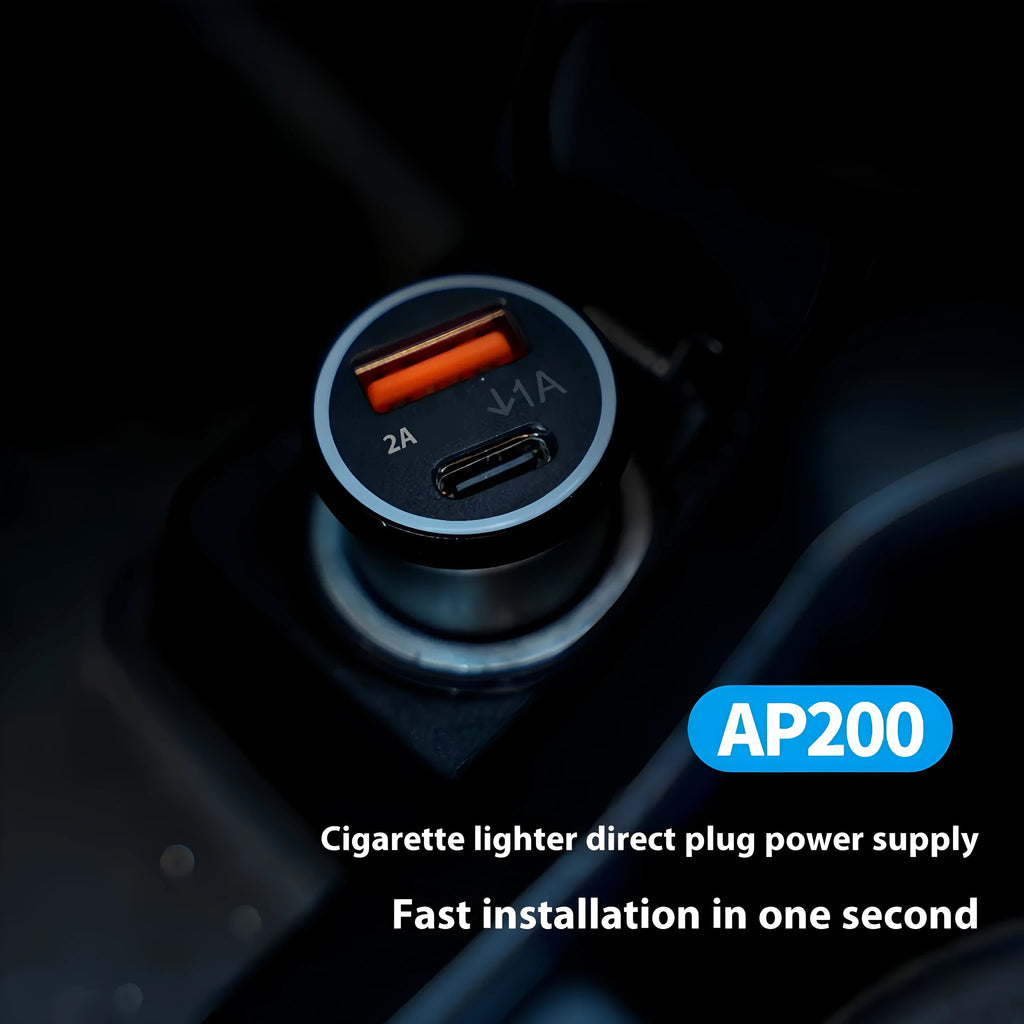 Black ABS car GPS locator device designed to plug into a vehicle's 12V power socket
