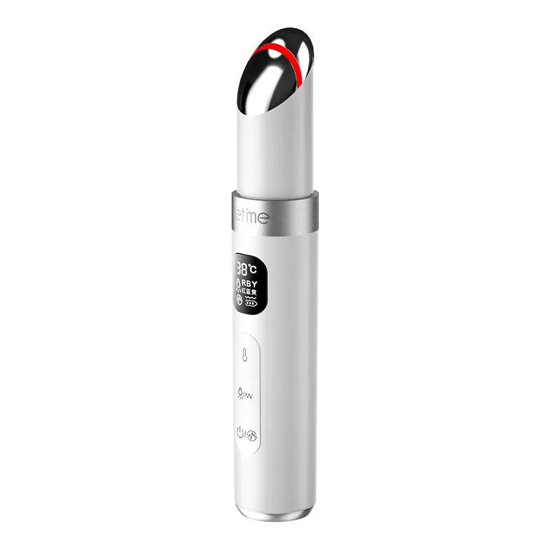 White eye bag removing massage instrument with colour light therapy and 3 gear settings