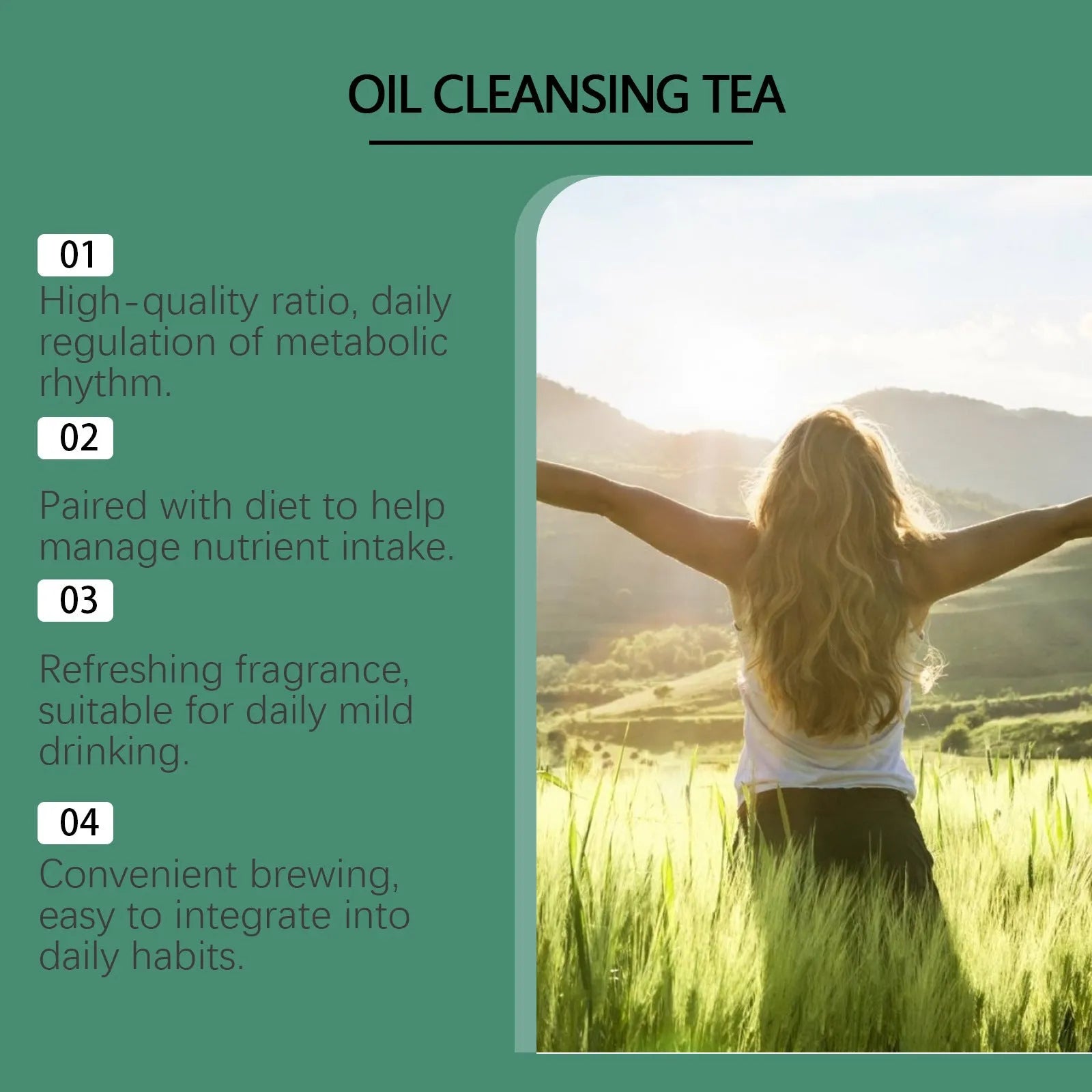 Box of Googeer oil cleansing herbal tea body treatment showing 20 individual tea bags