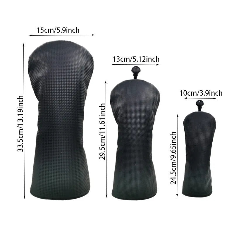 Black golf club cover for No.1 wooden ball and fairway wood pole set