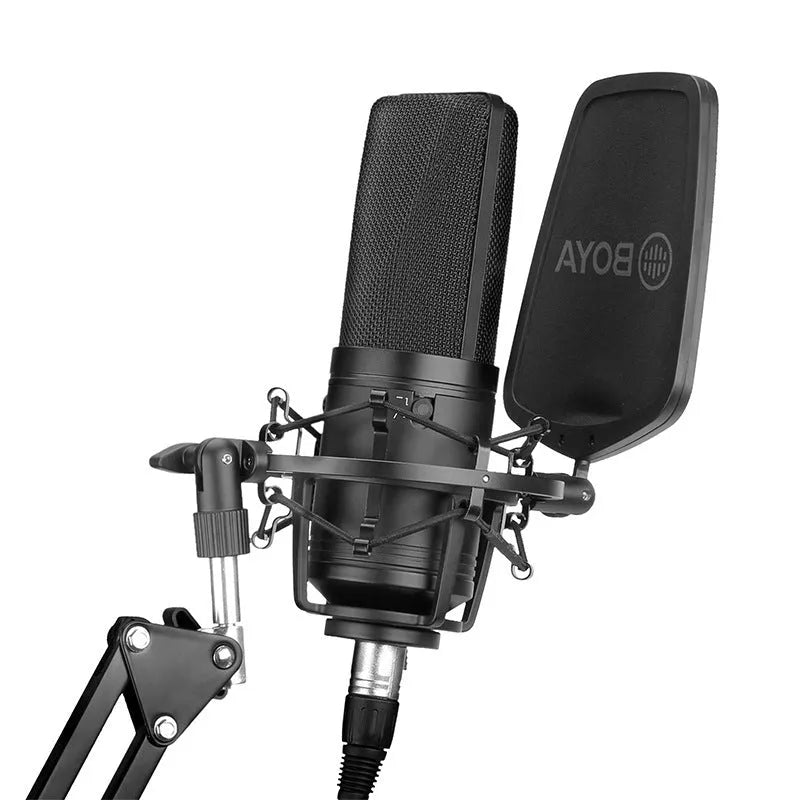 Capacitive microphone large diaphragm K song computer mobile phone recording black with noise reduction