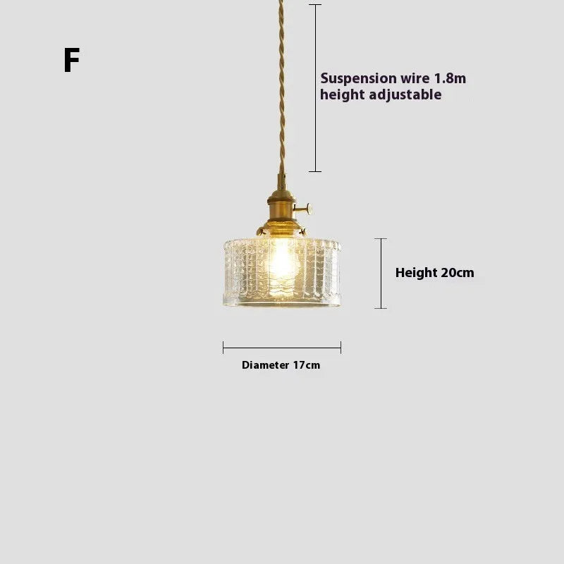 American retro pendant bedside light with warm white 4W LED in downward droplight configuration