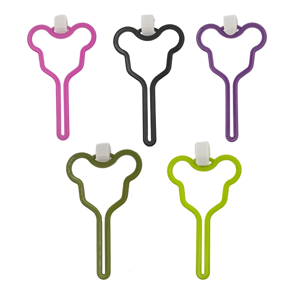 Hands-free dog poop bag holder with clip and adjustable Velcro strap in various colours