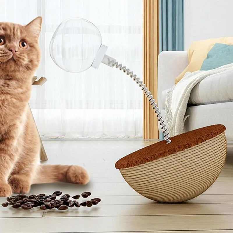 Auto-balancing cat interactive feeder toy with slow feeding function