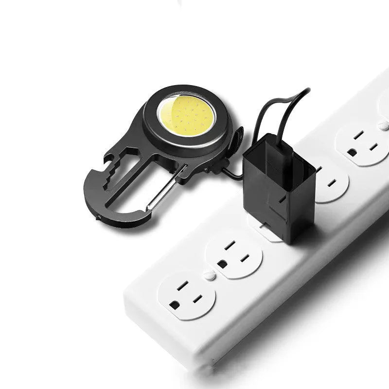 6 IN 1 mini keychain lamp with COB light, magnetic base, and bottle opener in aluminium alloy