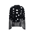 Black loose-fit men's pullover hoodie with a hood and pearl decorative detail on the front.