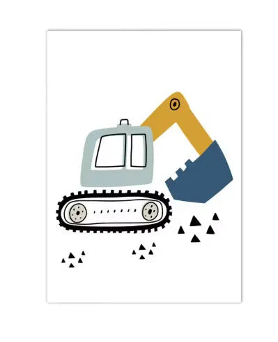 Excavator canvas art poster decoration painting, frameless, selections from nine styles A-I, three sizes available