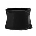 Black waist support belt for yoga and fitness activities providing lumbar protection