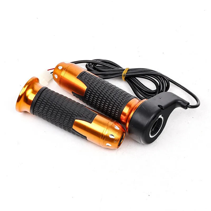 Three-speed rotating plastic handle for three-wheel electric vehicle acceleration control, with 3-wire plug connector.