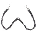Black nylon double dog leash with two heads for walking two pets