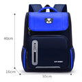Primary school students backpack for 6-12 year olds, nylon, with multiple pockets, in navy blue, showing front view
