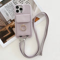 Light purple litchi pattern wallet phone case with card slots and stand