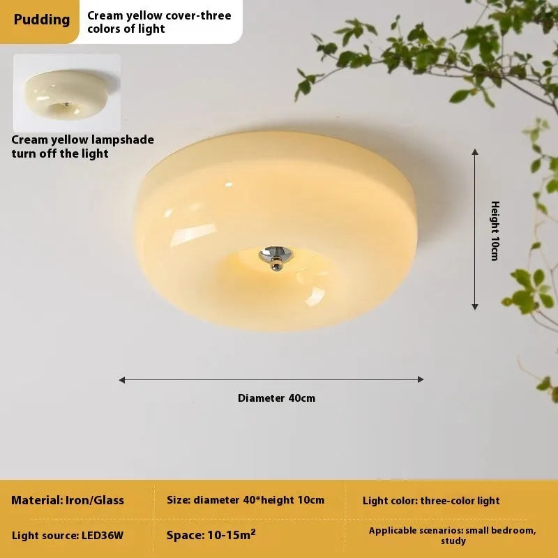 American-style cream coloured bedroom ceiling lamp with three-colour light.
