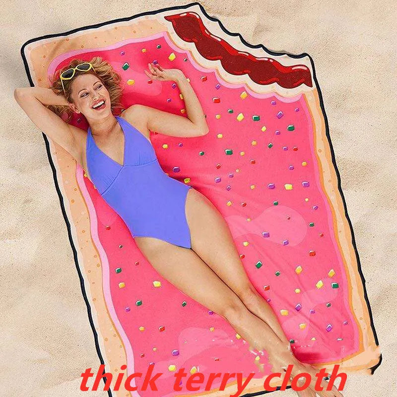 Water-absorbent quick-drying printed beach towel in avocado design, 170cm thin polyester section