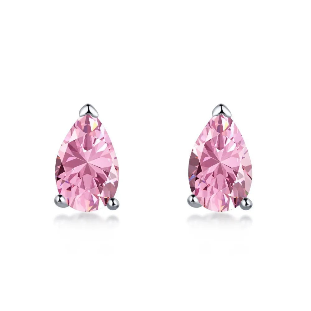 Pair of sterling silver geometric stud earrings with heart and square shapes
