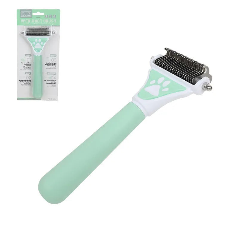 pet dog comb for float hair cleaning knot untying in green and yellow colour options