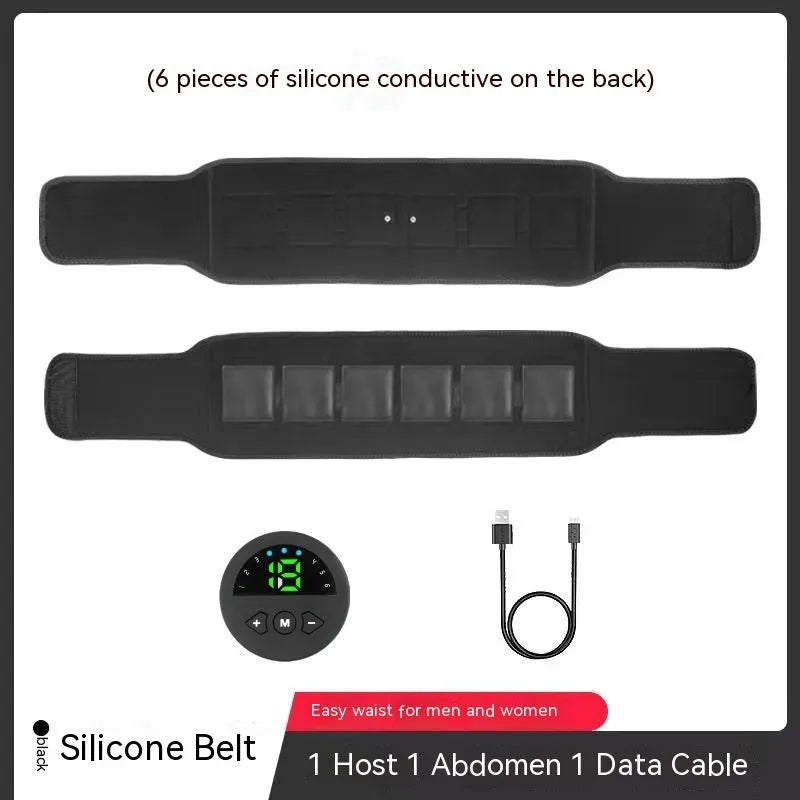 EMS fitness belt waist massager with silicone waistband, arm patch, abdominal patch, USB cable