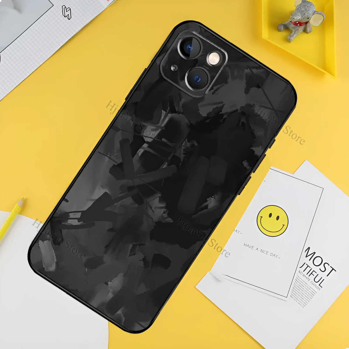 Forged carbon drop-resistant TPU phone case for iPhone with sprayed finish in multiple colours