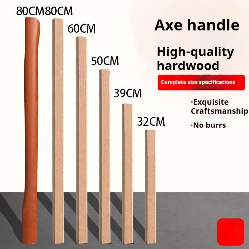 A locust wood replacement handle for axes and tools, showing the square-type end and wooden grain.