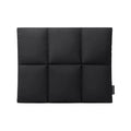 Soft fluffy laptop sleeve in black showing sewing thread details and open to reveal polyester lining
