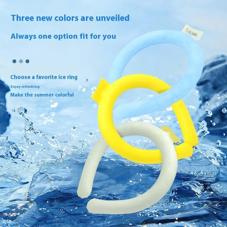 Cooling neck hanging ice ring for outdoor sports in blue colour with temperature control display