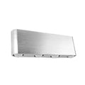 Silver aluminium rectangular wall lamp with LED lighting showing multiple colour options