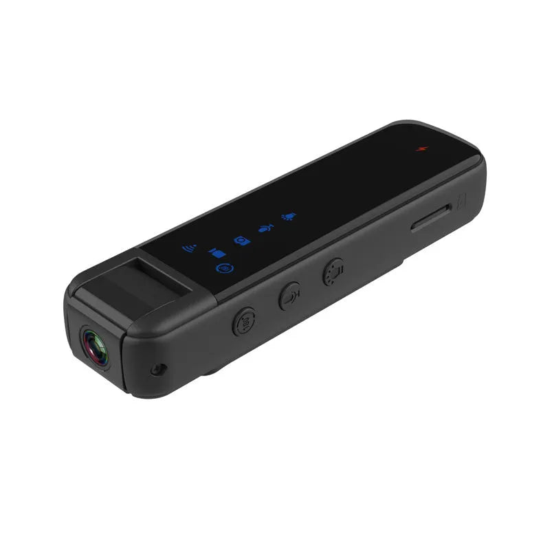 Black HD camera recorder with back clip and magnetic mount, including 16GB memory card