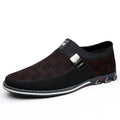 Men's low-top casual slip-on shoes in synthetic leather with square toe and rubber sole