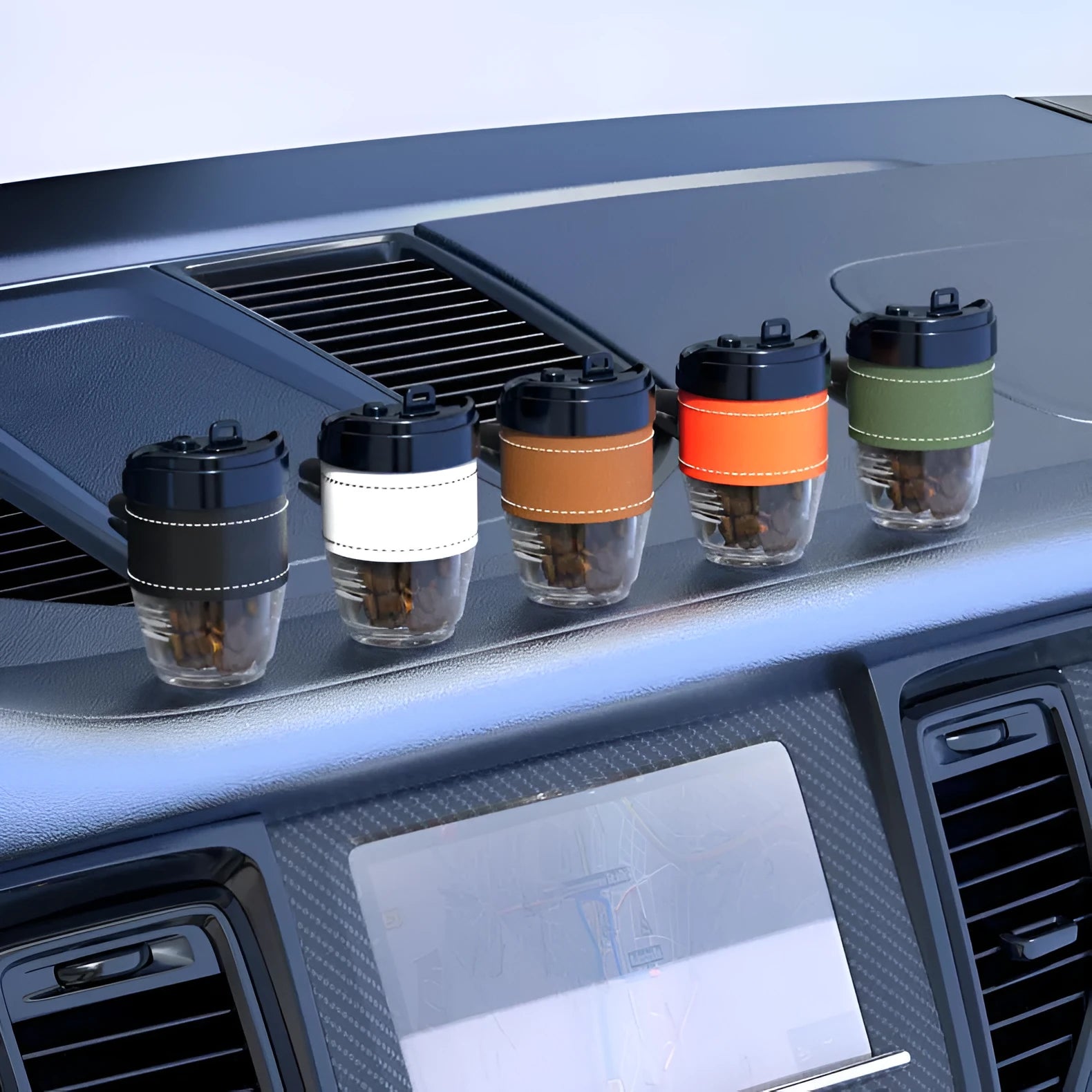 Coffee cup shaped solid car air freshener with coffee beans fragrance for odour removal