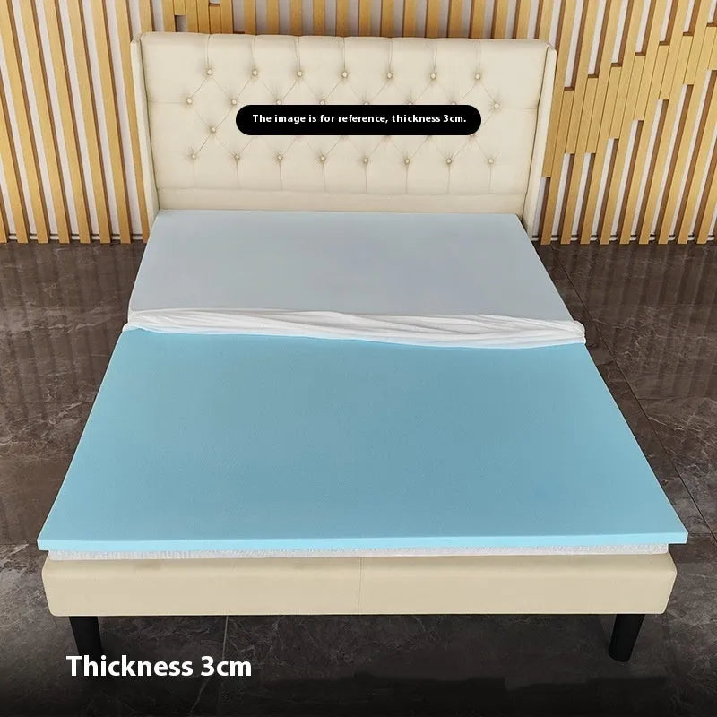 Gel memory cotton slow rebound tatami mattress in multiple sizes and thicknesses on a floor.