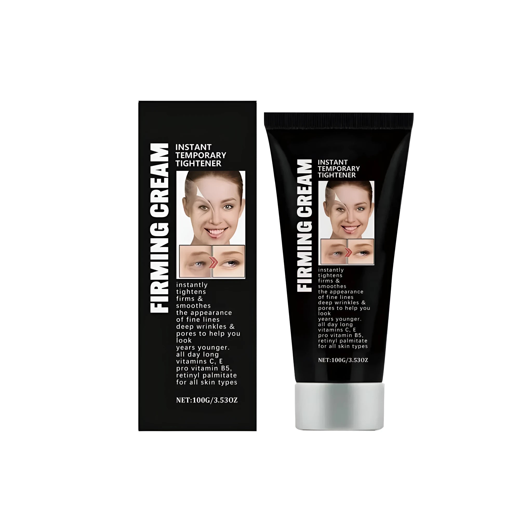 50g anti-wrinkle and firming face cream jar with vitamin C, E, panthenol and retinol palmitate