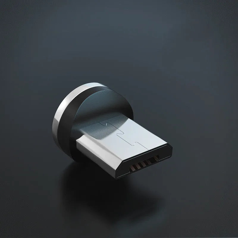 Breathing light magnetic charging cable with LED indicator, showing magnetic tips for iPhone and Android phones.