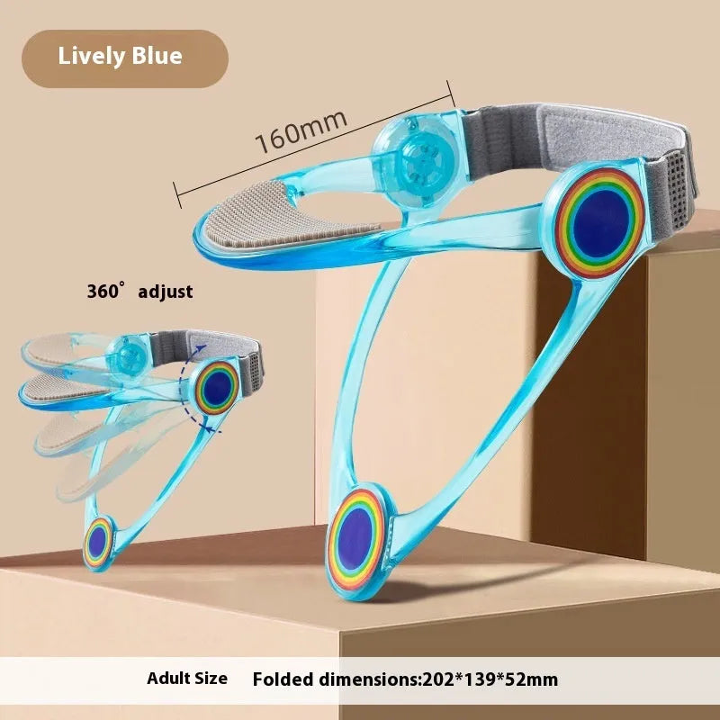 Adjustable neck brace cervical support in transparent, blue, and pink colours for adult and children users
