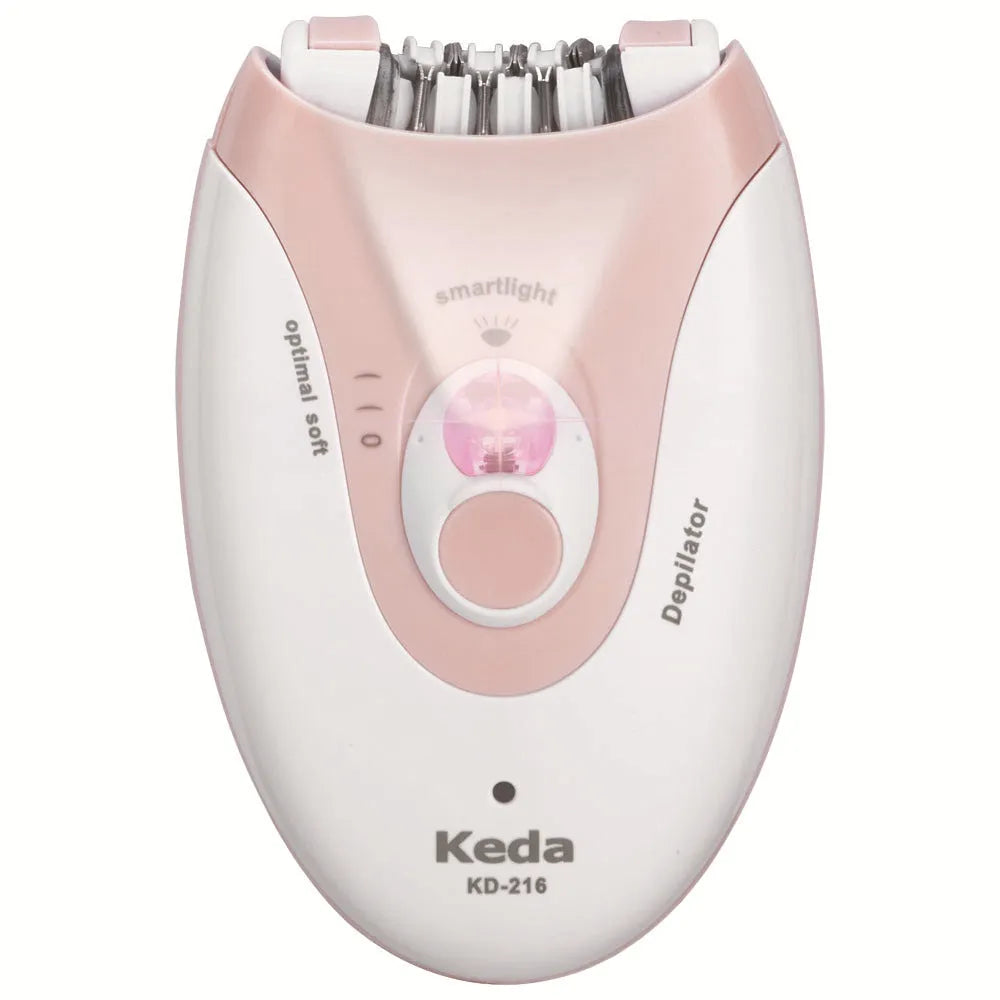Portable USB-powered electric epilator in colour KEDA-216 with cleaning brush.
