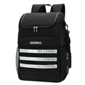 20 litre cloth backpack with bottle opener on shoulder strap in black, blue, pink, or red