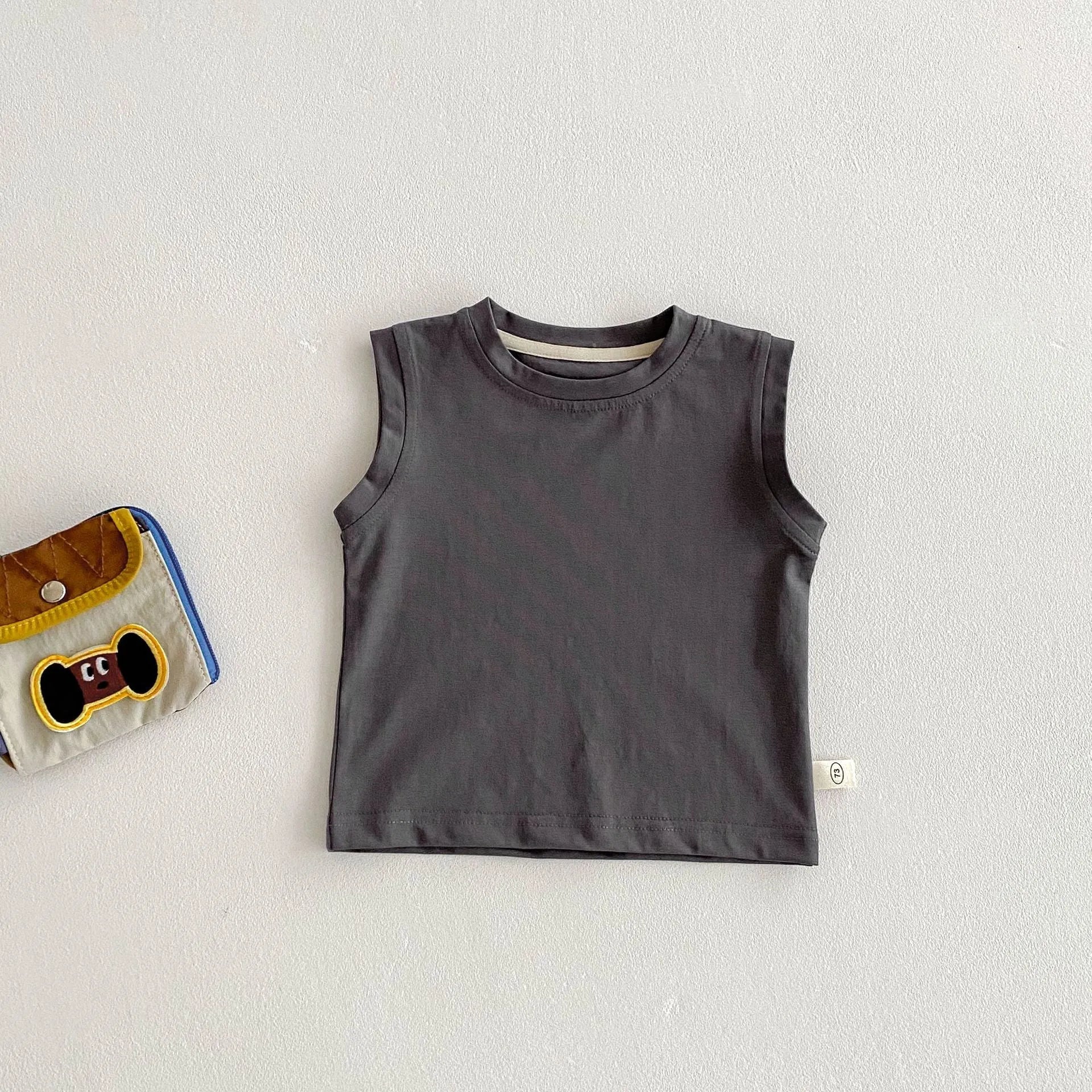 Baby cartoon suspender pants and t-shirt set in Korean style, cotton fabric, available in multiple colours for boys and girls