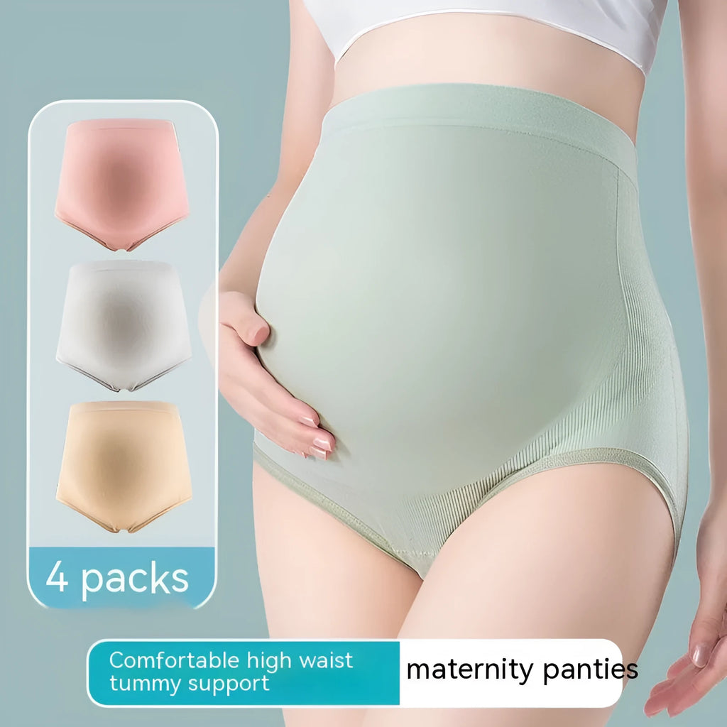 Thin seamless cotton crotch high-waist maternity underwear for pregnant women in neutral colours