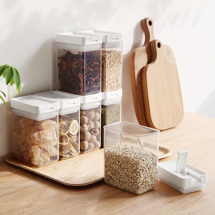 Clear white plastic storage container for grains with 400ml capacity
