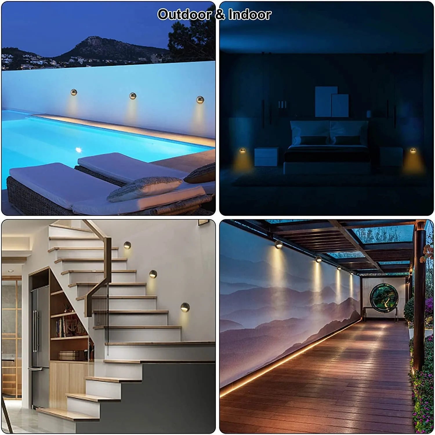 Platinum coloured outdoor step light for garden paths with low voltage operation and waterproof construction