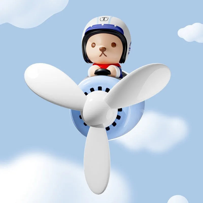 Blue teddy bear shaped car air freshener ornament with plastic construction