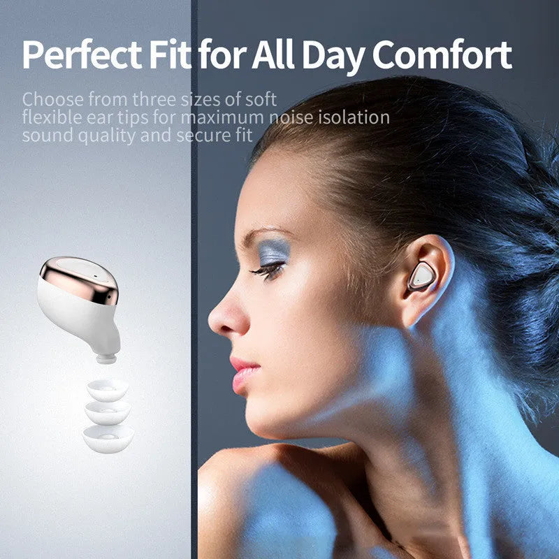 True wireless Bluetooth headset in Champagne White with breathing light and earplug design