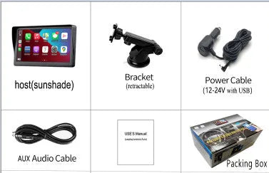 7-inch portable car smart display with wireless CarPlay and Android Auto on retractable mounting bracket