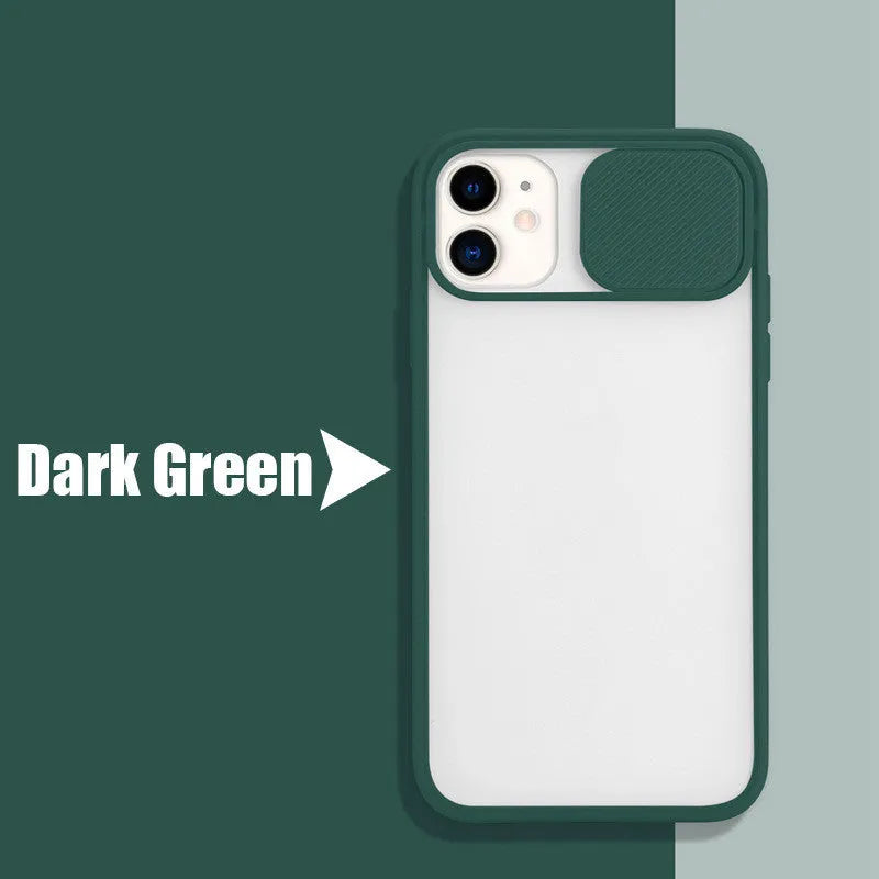 Frosted frame silicone phone case in black for iPhone with raised camera lens protection