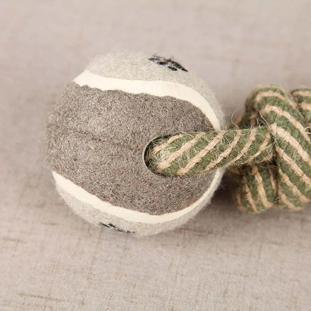 Grey cotton rope knot dog chew toy, 21cm x 6cm, 200g, for medium and large dogs