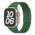 Magnetic silicone Apple Watch strap with litchi pattern, shown in orange, sizes 38-49mm