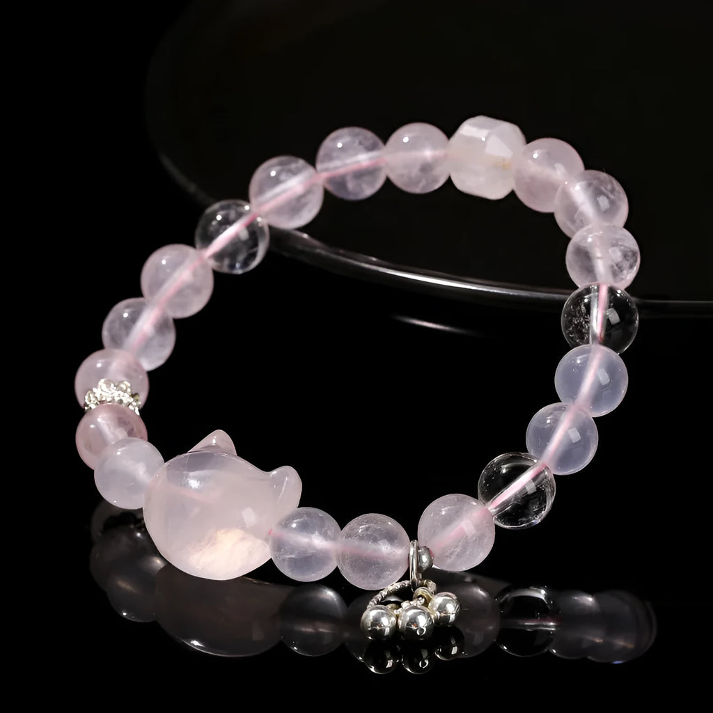 Women's natural crystal charm bracelet with handcrafted details and various gemstone options