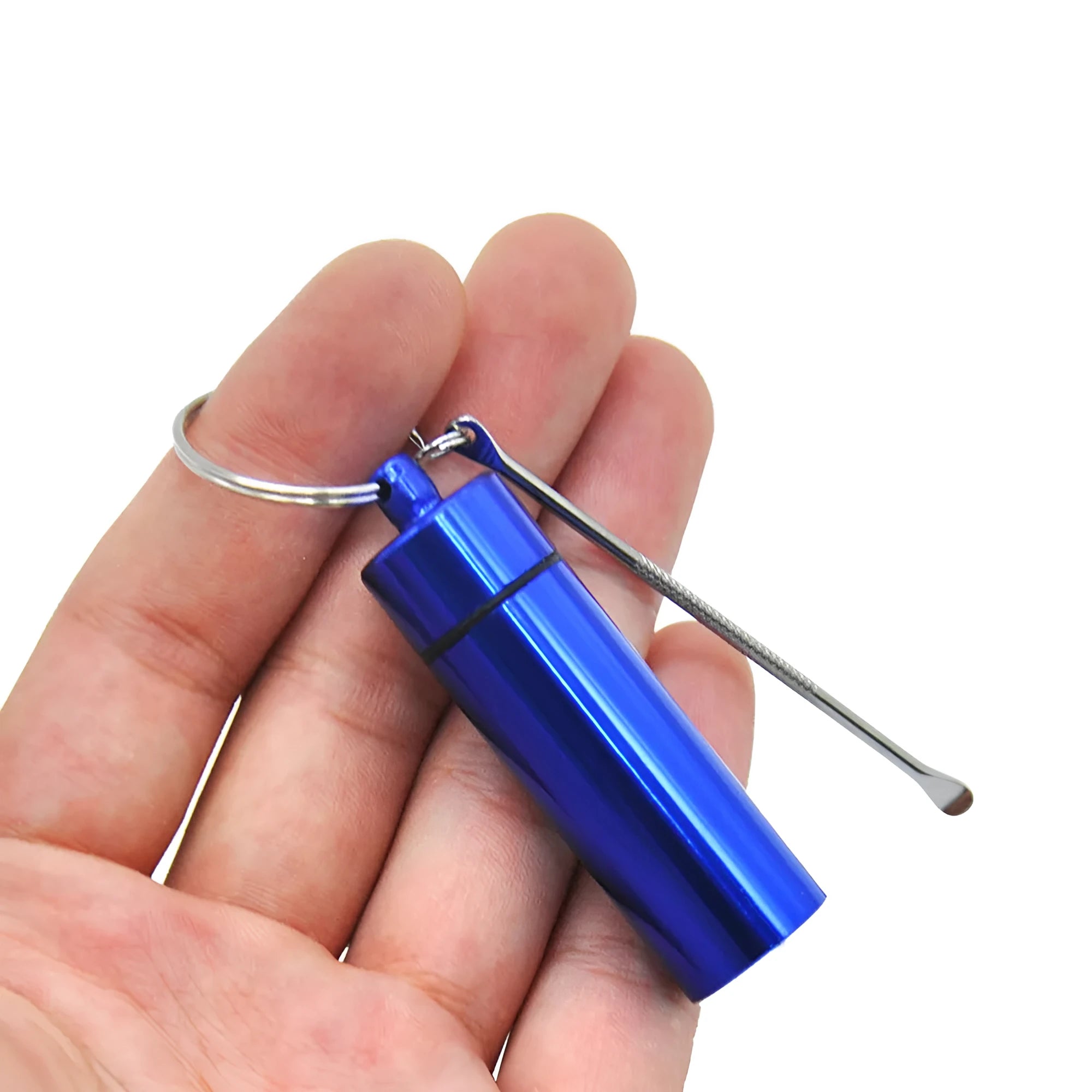 Aluminium storage bottle with spoon and keychain in five colour options